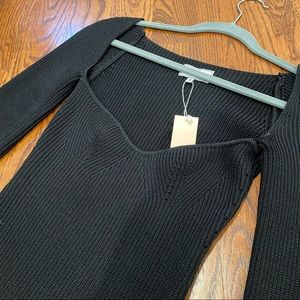 Ribbed knit bustier black top size small